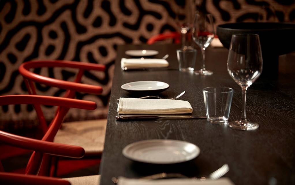 Close up of a table set for dining
