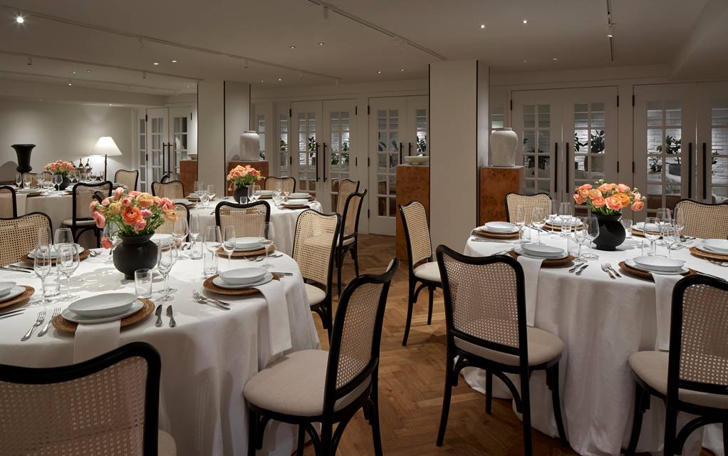 Drawing room set with round tables for a social function