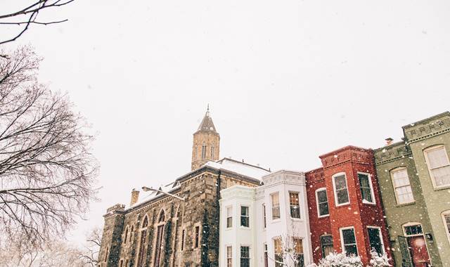 Snowing in Dupont Circle, Washington, D.C.