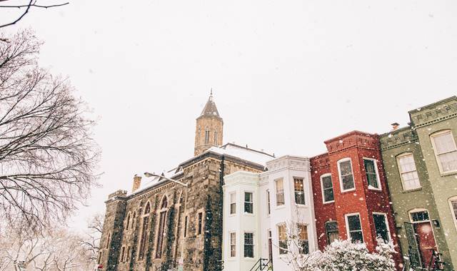 Snowing in Dupont Circle, Washington, D.C.