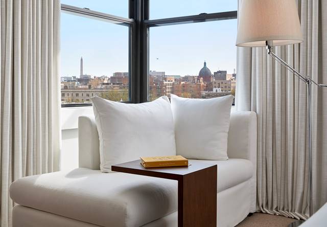 Window with view of Dupont Circle, Washington, D.C.