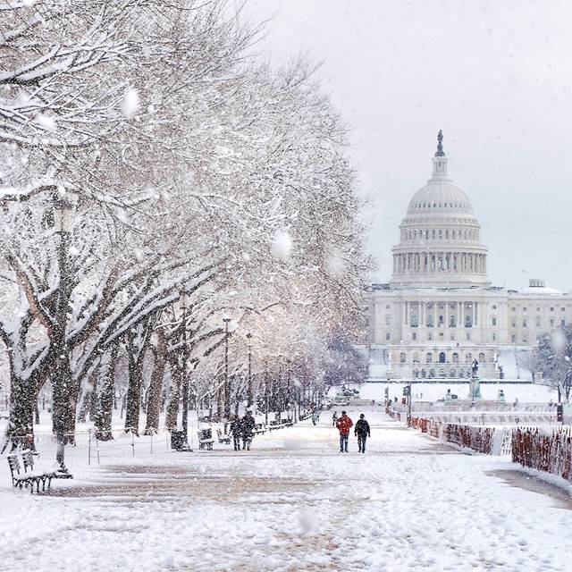 Snowing in Washington, D.C.